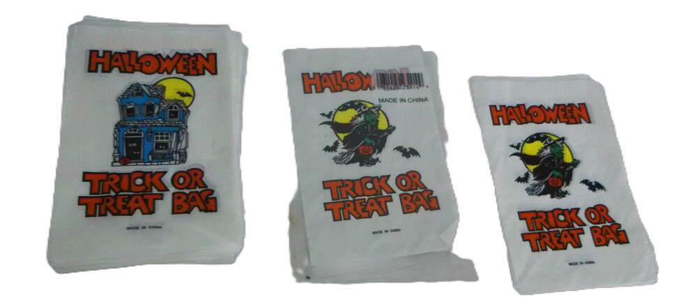 Vintage Plastic Candy Halloween Trick Or Treat Bags Set of 27